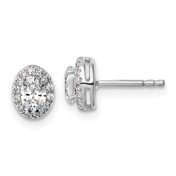 14K White Gold 5/8 ct Lab-Created Diamond VS/SI+ G+ Halo Earrings