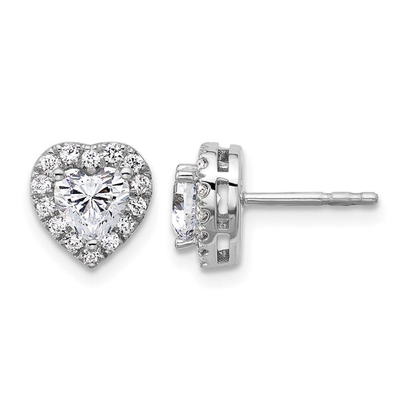 14K White Gold 1 1/4 ct Lab-Created Diamond VS/SI+ G+ Halo Earrings - Birthstone Company
