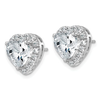 14k White Gold 4 7/8 carat Lab Grown Diamond VS+ F+ Complete Heart Halo Post Earrings - Birthstone Company