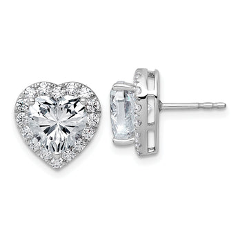14k White Gold 4 7/8 carat Lab Grown Diamond VS+ F+ Complete Heart Halo Post Earrings