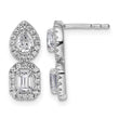 14k White Gold 7/8 carat Lab Grown Diamond VS/SI+ G+ Complete Two Stone Dangle Halo Post Earrings - Birthstone Company