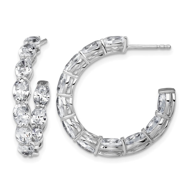 14k White Gold 6 carat Lab Grown Diamond VS/SI+ G+ Oval Complete In and Out Hoop Earrings - Birthstone Company