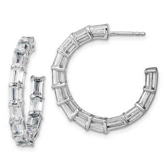 14k White Gold 6 1/2 carat Lab Grown Diamond VS/SI+ G+ Emerald Complete In and Out Hoop Earrings