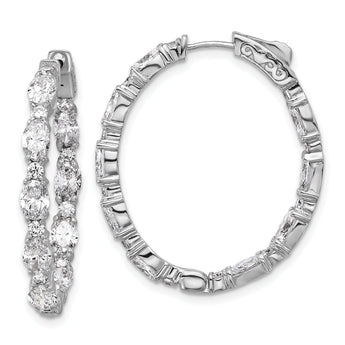 14K White Gold 5 1/4 ct Lab-Created Diamond VS+ F+ Oval-Cut In-and-Out Hoop Earrings