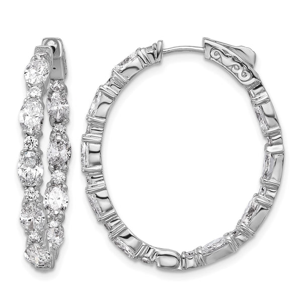 14K White Gold 5 1/4 ct Lab-Created Diamond VS+ F+ Oval-Cut In-and-Out Hoop Earrings - Birthstone Company