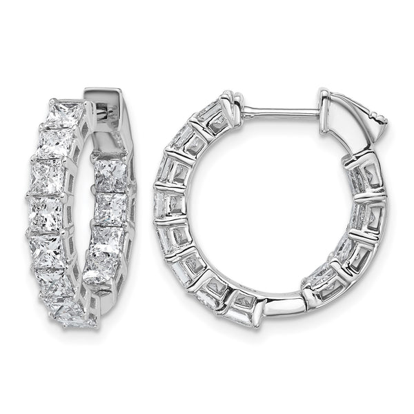 14K White Gold 4 ct Lab-Created Diamond VS/SI+ G+ Princess-Cut In-and-Out Hoop Earrings - Birthstone Company