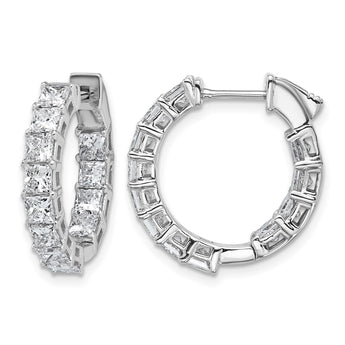 14K White Gold 4 ct Lab-Created Diamond VS+ F+ Princess-Cut In-and-Out Hoop Earrings - Birthstone Company