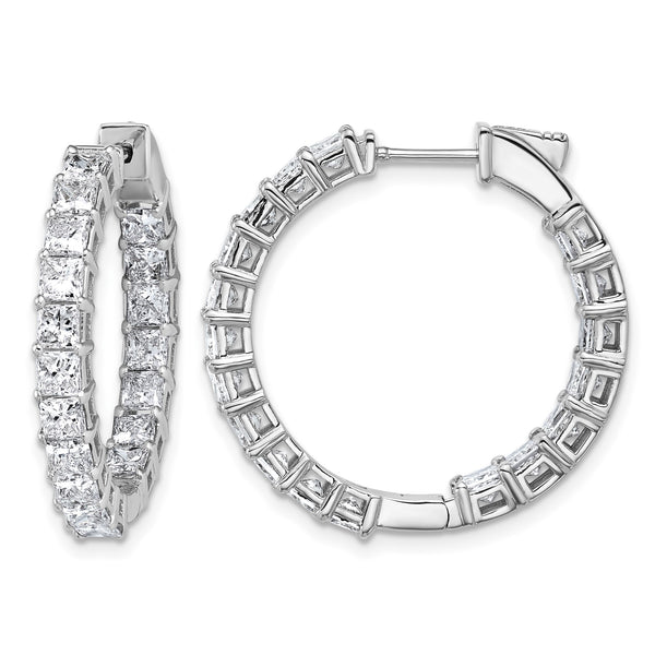 14K White Gold Lab-Created Diamond VS/SI+ G+ Princess-Cut In-and-Out Hoop Earrings - Birthstone Company