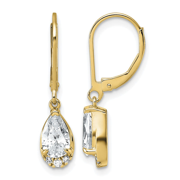 True Origin 14K Yellow Gold 1 3/4 carat Lab Grown Diamond VS+ F+ Complete Leverback Earrings - Birthstone Company
