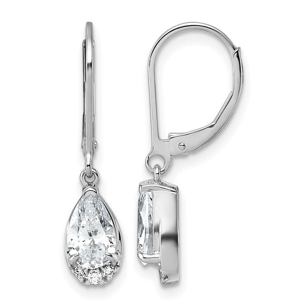 True Origin 14K White Gold 1 3/4 carat Lab Grown Diamond VS+ F+ Complete Leverback Earrings - Birthstone Company