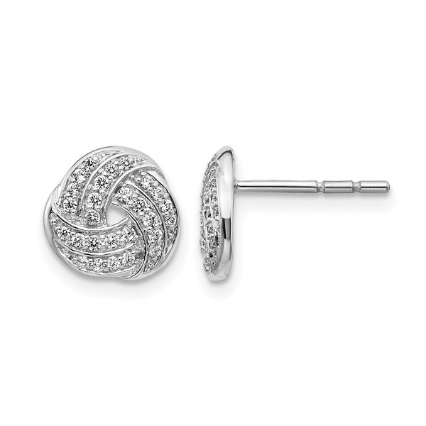 14k White Gold 1/4 carat Lab Grown Diamond VS/SI+ G+ Love Knot Post Earrings - Birthstone Company