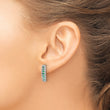 14K White Gold Lab Grown Diamond and Created Emerald Fancy Earrings