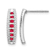 14k White Gold 1/3 carat Lab Grown Diamond VS/SI+ G+ and Created Ruby Complete Fashion Post Earrings - Birthstone Company
