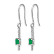 14k White Gold 1/8 carat Lab Grown Diamond VS/SI+ G+ and Created Emerald Complete Sheppards Hook Earrings - Birthstone Company