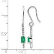 14k White Gold 1/8 carat Lab Grown Diamond VS/SI+ G+ and Created Emerald Complete Sheppards Hook Earrings - Birthstone Company