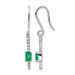 14k White Gold 1/8 carat Lab Grown Diamond VS/SI+ G+ and Created Emerald Complete Sheppards Hook Earrings - Birthstone Company