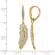 14k Diamond Fancy Feather Leverback Earrings - Birthstone Company