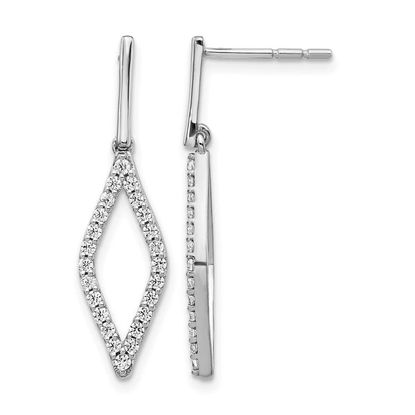 14k White Gold 1/2 carat Lab Grown Diamond VS/SI+ G+ Complete Fashion Dangle Post Earrings