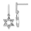 14k White Gold Diamond Star of David Dangle Earrings