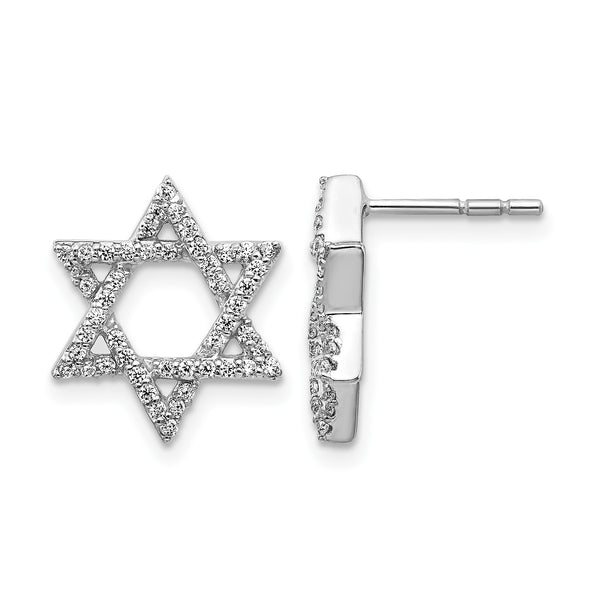 14k White Gold Diamond Star of David Earrings - Birthstone Company