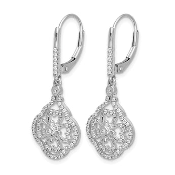 14k White Gold 1/2 carat Lab Grown Diamond VS/SI+ G+ Complete Fashion Leverback Earrings - Birthstone Company