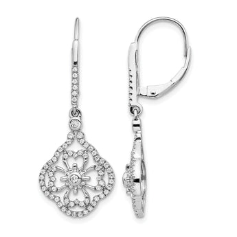 14k White Gold 1/2 carat Lab Grown Diamond VS/SI+ G+ Complete Fashion Leverback Earrings - Birthstone Company