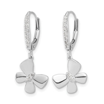 14k White Gold Diamond Butterfly Leverback Earrings - Birthstone Company