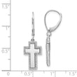 14k White Gold Diamond Fancy Cross Leverback Earrings