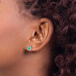 14K White Gold Lab Grown Diamond and Cabochon Cr Emerald Earrings
