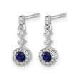 14k White Gold 1/6 carat Lab Grown Diamond VS/SI+ G+ and Cabochon Created Sapphire Complete Dangle Post Earrings - Birthstone Company