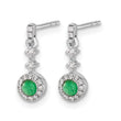 14k White Gold 1/6 carat Lab Grown Diamond VS/SI+ G+ and Created Emerald Complete Dangle Post Earrings - Birthstone Company