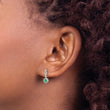 14k White Gold 1/6 carat Lab Grown Diamond VS/SI+ G+ and Created Emerald Complete Dangle Post Earrings - Birthstone Company