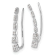 10k White Gold Diamond Graduated Ear Climber Earrings
