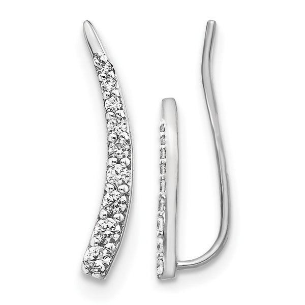 10k White Gold Diamond Ear Climber Earrings - Birthstone Company