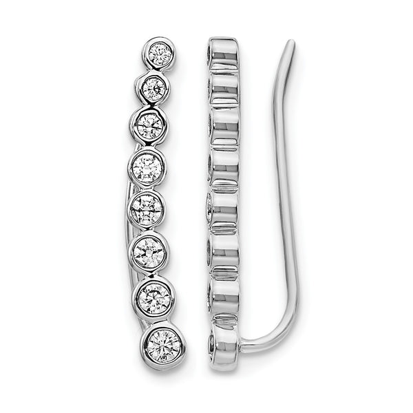 10k White Gold Diamond Graduated Ear Climber Earrings - Birthstone Company