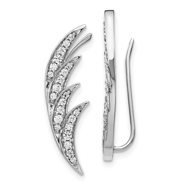 14K White Gold Lab Grown Diamond Ear Climber Earrings