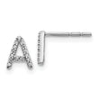14K White Gold Lab Grown Diamond Letter A Initial Post Earrings