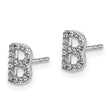 14K White Gold Lab Grown Diamond Letter B Initial Post Earrings