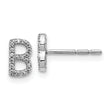 14K White Gold Lab Grown Diamond Letter B Initial Post Earrings