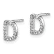 14K White Gold Lab Grown Diamond Letter D Initial Post Earrings