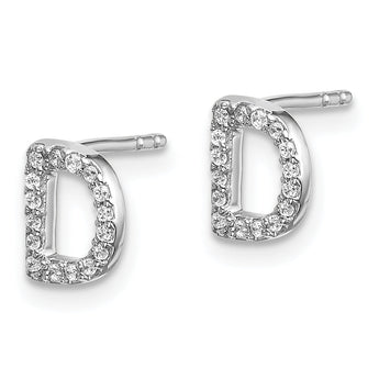 14K White Gold Lab Grown Diamond Letter D Initial Post Earrings