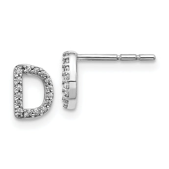 14K White Gold Lab Grown Diamond Letter D Initial Post Earrings