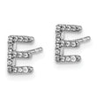 14K White Gold Lab Grown Diamond Letter E Initial Post Earrings