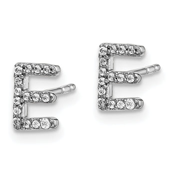 14K White Gold Lab Grown Diamond Letter E Initial Post Earrings