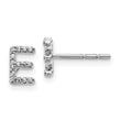 14K White Gold Lab Grown Diamond Letter E Initial Post Earrings