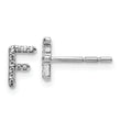 14K White Gold Lab Grown Diamond Letter F Initial Post Earrings