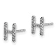 14K White Gold Lab Grown Diamond Letter Hnitial Post Earrings
