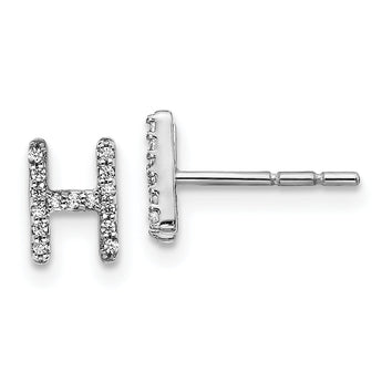 14K White Gold Lab Grown Diamond Letter Hnitial Post Earrings