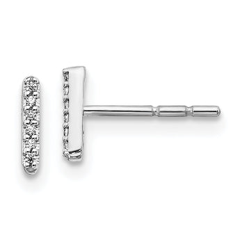 14K White Gold Lab Grown Diamond Letter I Initial Post Earrings