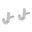14K White Gold Lab Grown Diamond Letter J Initial Post Earrings
